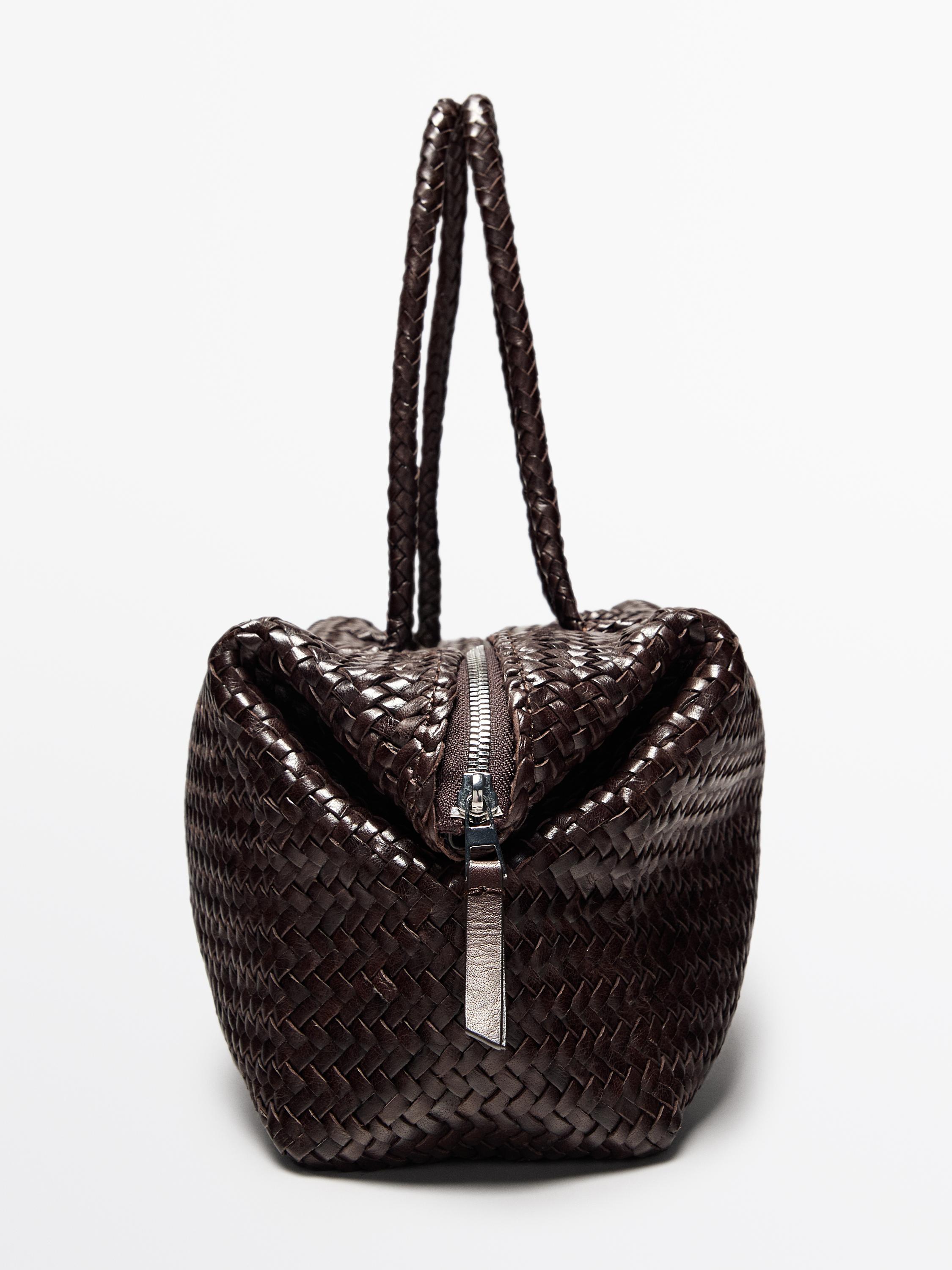 Sac satchel tressé en cuir nappa